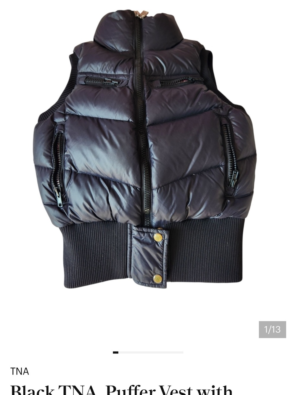TNA Black Quilted Puffer Vest